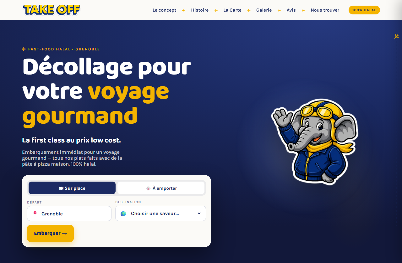 Aperçu du site Take Off réalisé par Matis Percheron
